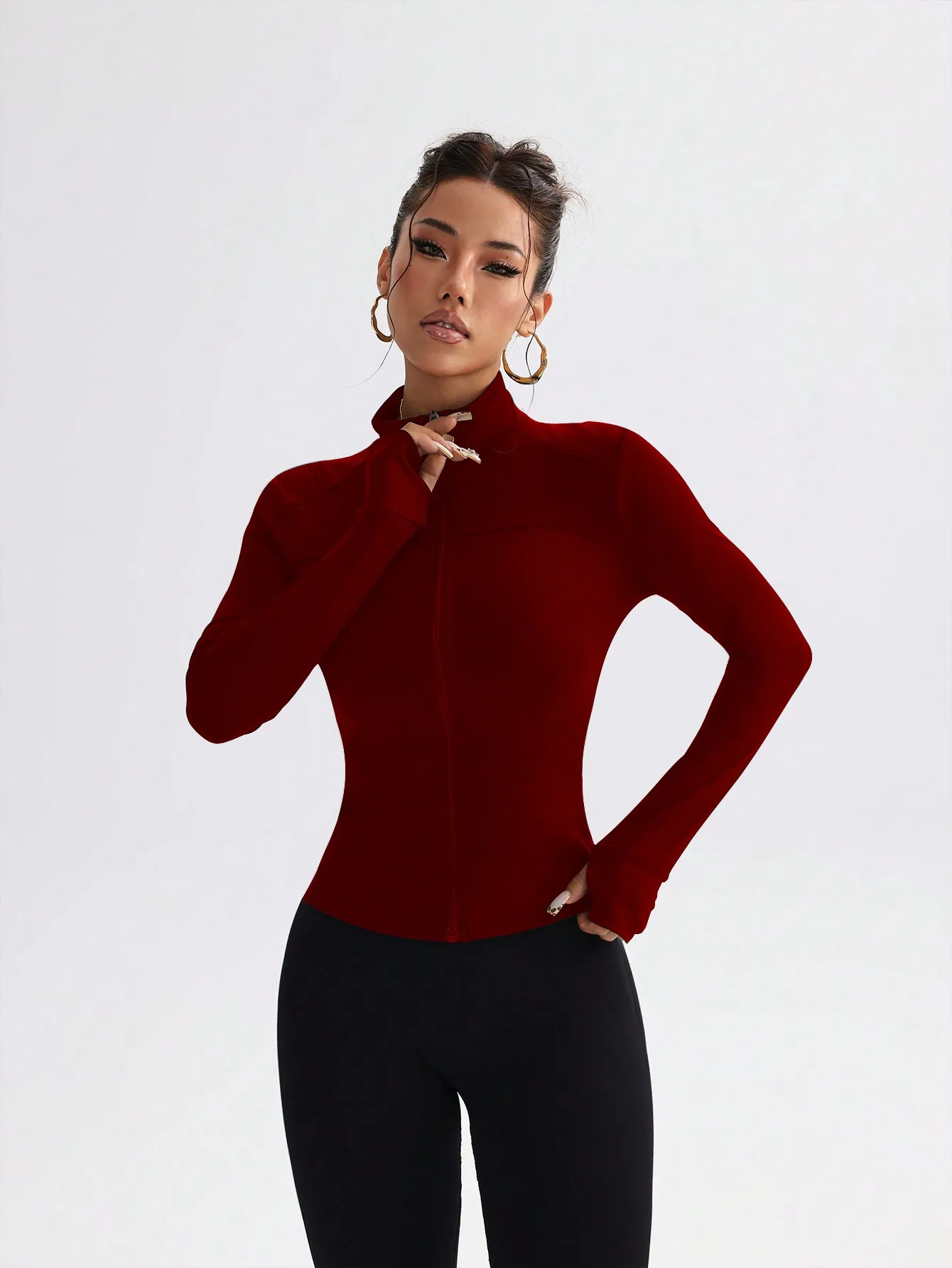 kf-Sa9a27dd274c44d1694456c3a60ca9effi Slim-Fit Zip-Up Yoga Jacket - Image 1